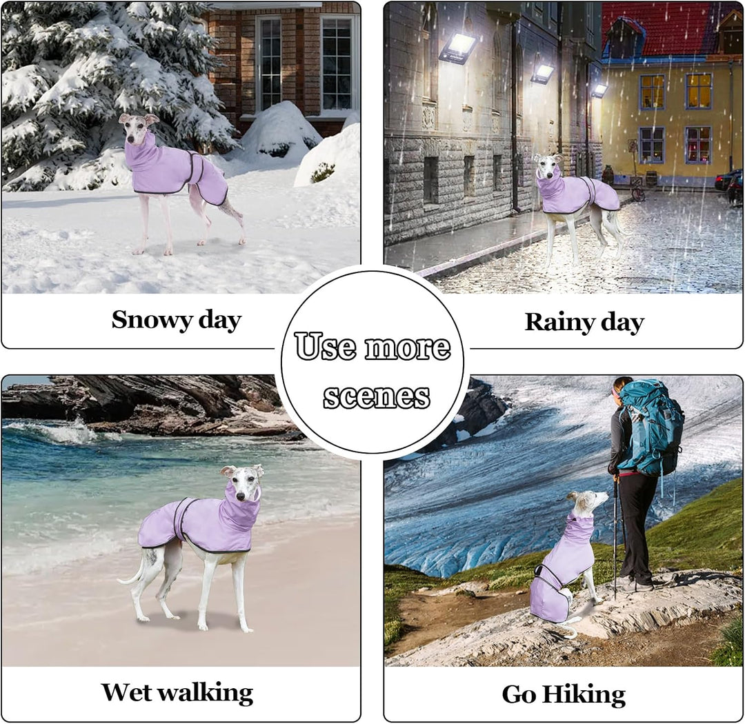 Geyecete Windhund Leicht Hundejacke Regenjacke, Hunderegenmantel Wasserdicht Verstellbar Windhundeja