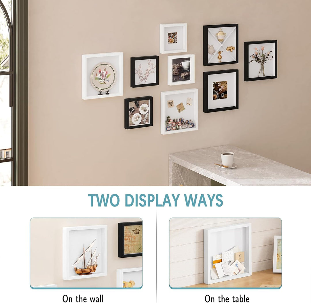 EUGAD 3D Bilderrahmen zum Befüllen, Objektrahmen 30x30 cm, tiefer Rahmen für Objekte bis 3 cm, Holzr