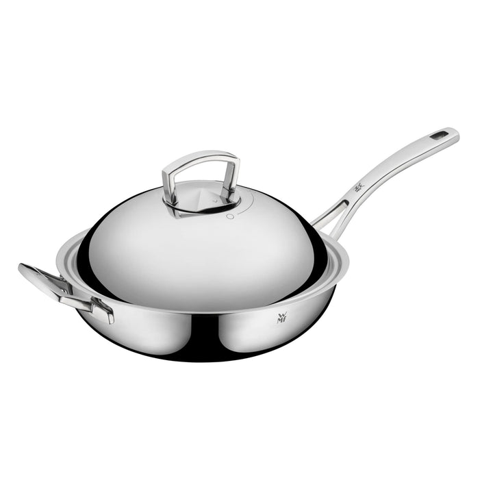 WMF Multiply Wokpfanne 32 cm, Wok Induktion unbeschichtet, Metalldeckel mit Wrasenabzug, Mehrschicht