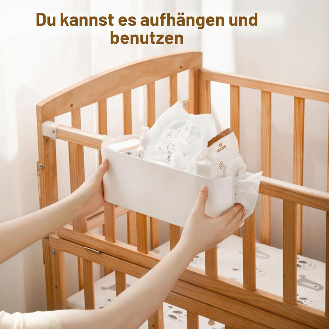 2 Stücke Bett Organizer Zum Einhängen mit Abnehmbaren Haken, Hängebett Aufbewahrungskorb aus Hochwer