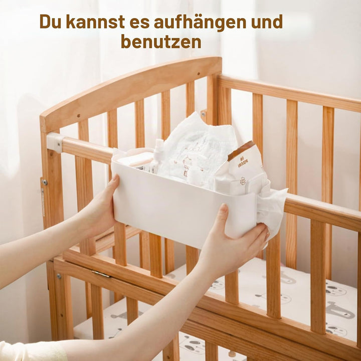 2 Stücke Bett Organizer Zum Einhängen mit Abnehmbaren Haken, Hängebett Aufbewahrungskorb aus Hochwer