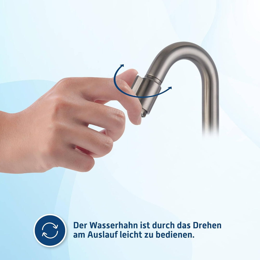Essential 2.0 Kaltwasserhahn Gäste WC - 19 cm Hoher Waschtischarmatur - Messing - Mit Rosetten - Gra