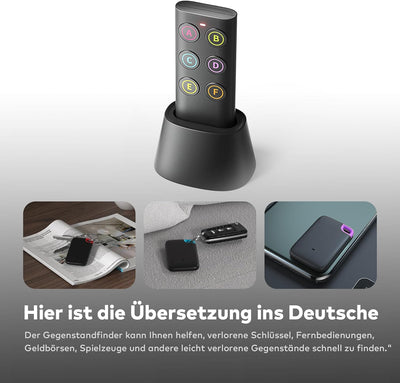 Vodeson Schlüsselfinder - Einfach zu bedienendes Anti-Verlust-Gerät mit 6 farbcodierten Empfängern u