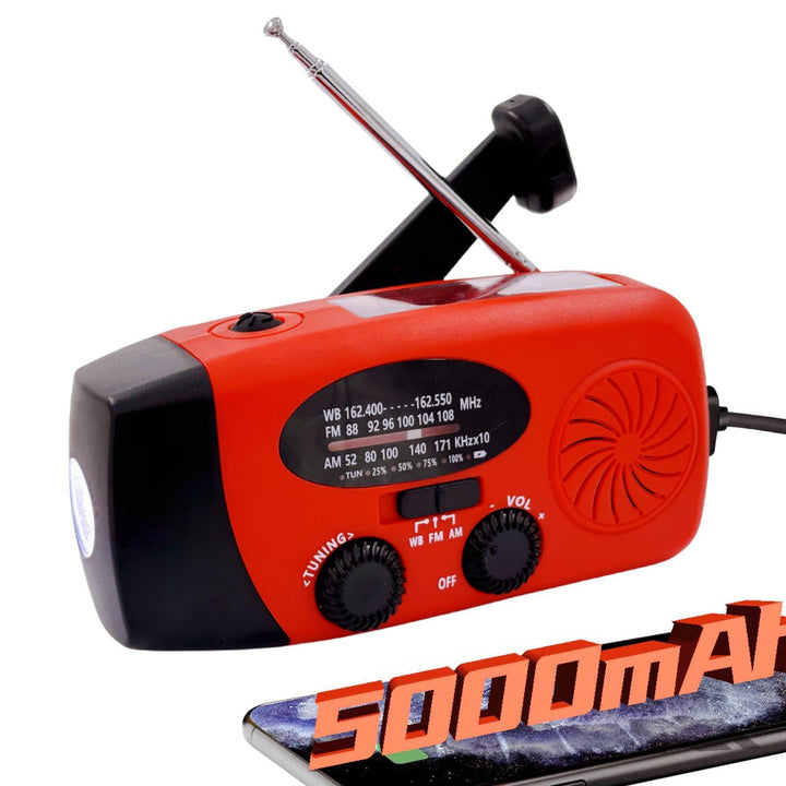 iRonsnow Notfall-Solarradio, tragbares Kurbelradio mit LED-Taschenlampe, wiederaufladbares 5000mAh-N