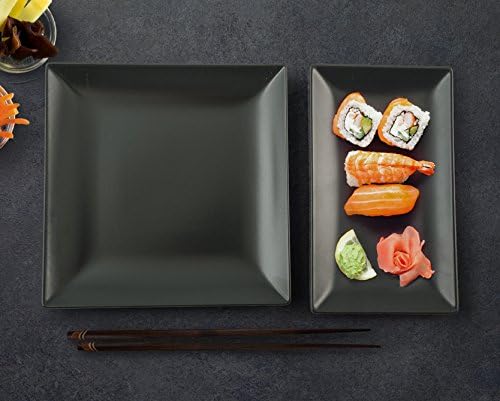 H&h set 6 piatti rettangolari boston nero cm 25x15