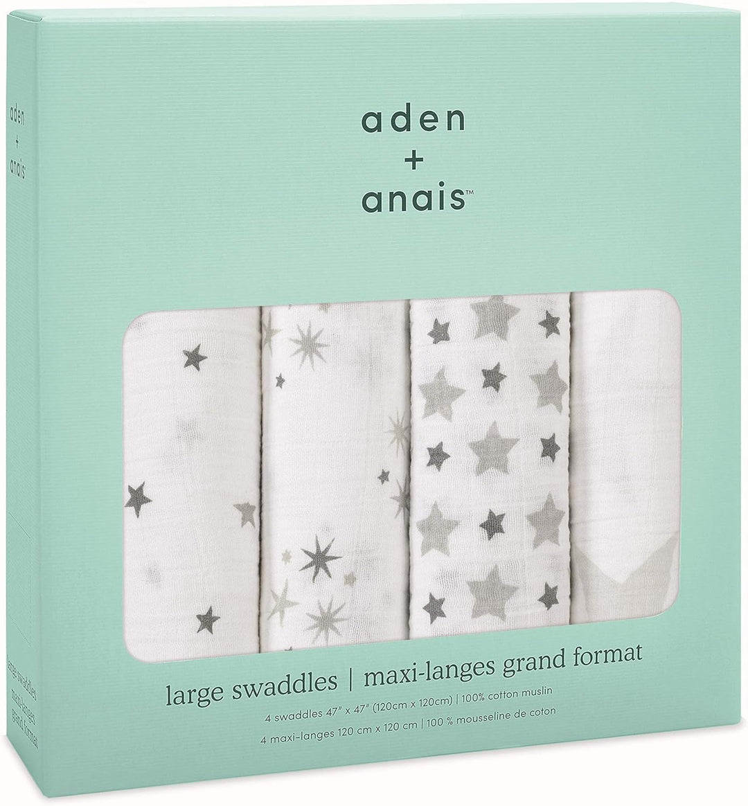aden + anais twinkle, Pucktücher, Musselin aus 100% Baumwolle, 120cm X 120cm, 4er Pack, twinkle