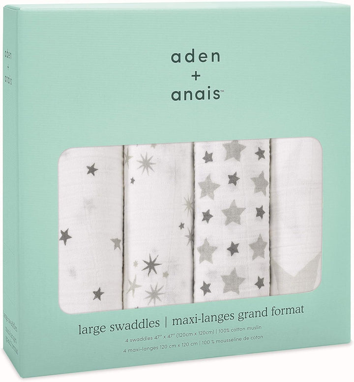 aden + anais twinkle, Pucktücher, Musselin aus 100% Baumwolle, 120cm X 120cm, 4er Pack, twinkle