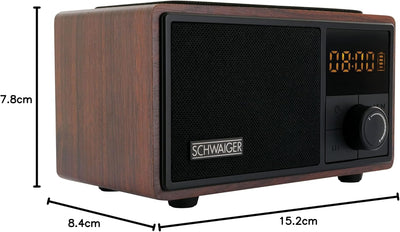 SCHWAIGER 715729 Analoger Radiowecker QI Ladestation UKW FM Bluetooth Lautsprecher Musikbox Radio AU