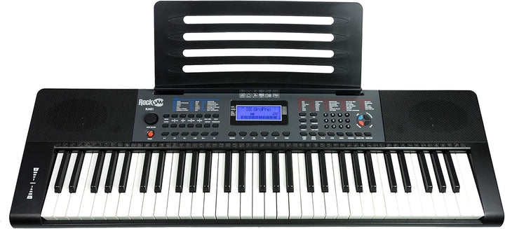 RockJam 61 Key Keyboard Piano with Pitch Bend, Power Supply, Sheet Music Stand, Piano Note Stickers
