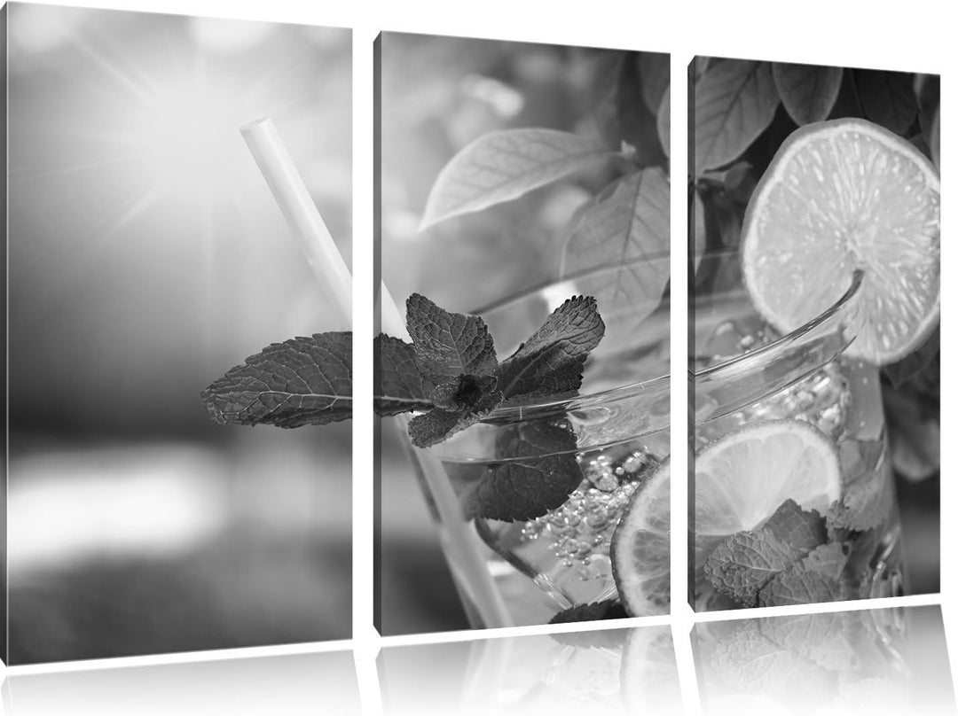 Pixxprint Mojito Cocktail als Leinwandbild/Grösse: 3 Teilig (120x80) cm/Wandbild/Kunstdruck/fertig b