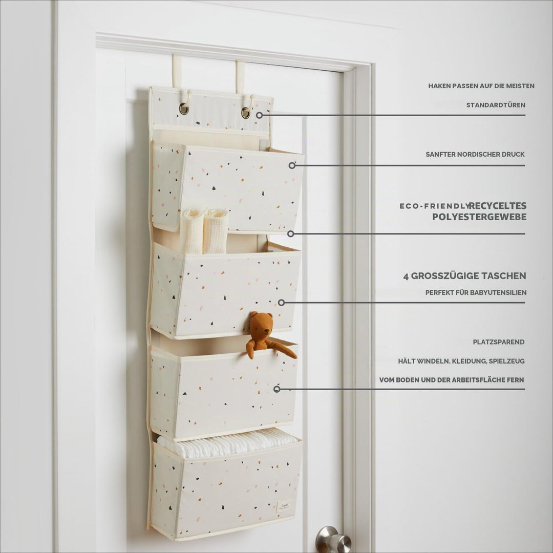 3 Sprouts - Hängeorganizer Tür Organizer - 4 Fächer - Terrazzo Creme, Terrazzo Creme