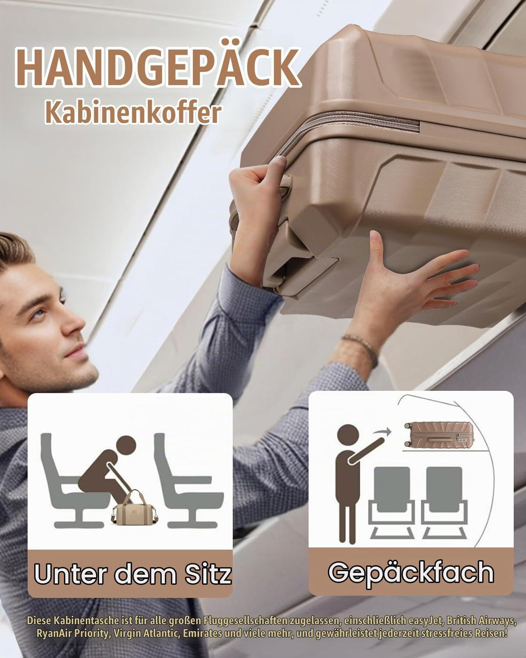 Sea choice Reisekoffer Set 5 Teilig ABS Hartschale Trolley Kofferset Gepäckset Grosse Kapazität Hand