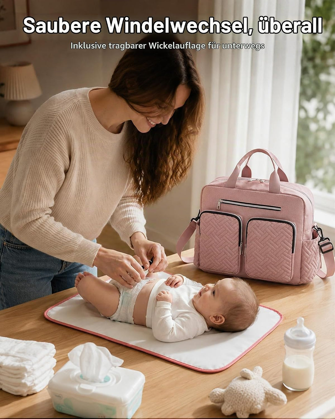 KONO Baby-Wickeltasche, stilvoll, für Mama und Papa, wandelbare Reisetasche mit isolierten Taschen G