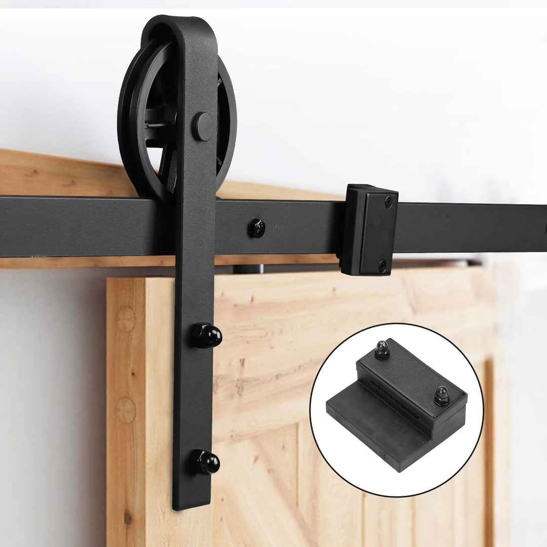 Schiebetürbeschlag Komplettset - Schiebetürsystem für Holz- und Falttüren - 183cm Schwarz - Grosse L