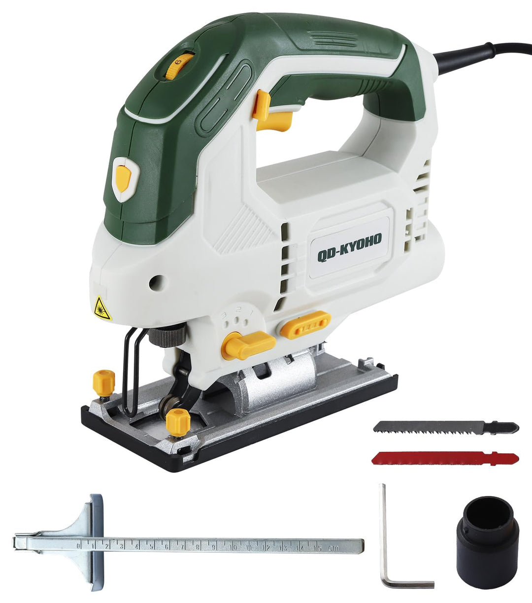 Stichsäge 800W für Holzbearbeitung, 3200 SPM Schnur-Stichsäge mit eingebautem Laser &amp; LED-Licht, 4 O