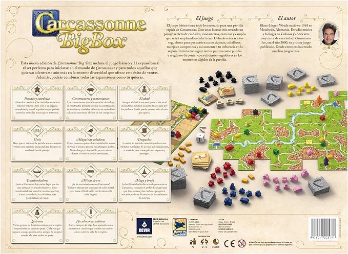 Devir BGCARPLUS3 Carcasonne Plus Basic Kit + 11 Erweiterungen Empfohlenes Alter ab 7 Jahren | Spanis