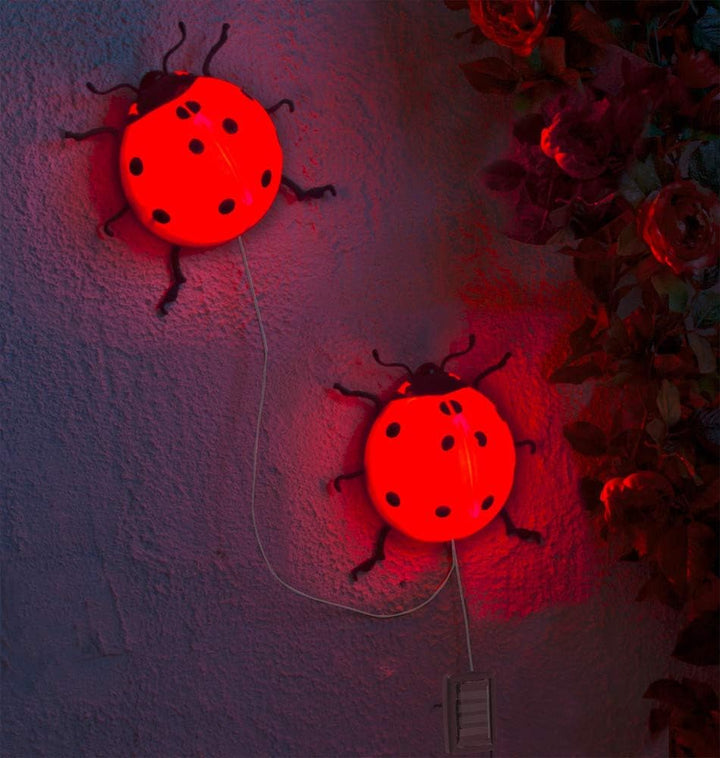 Maximex Solar-Marienkäfer mit LED Beleuchtung, 2er Set, LED-Licht bis zu 8-Stunden, für drinnen und
