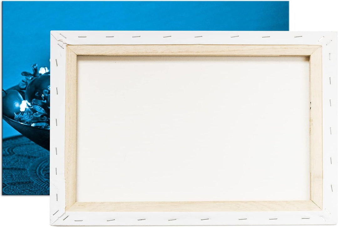 deyoli Advents Dekoration Format 60x40 Effekt: Monocrome Blau als Leinwandbild, Motiv fertig gerahmt