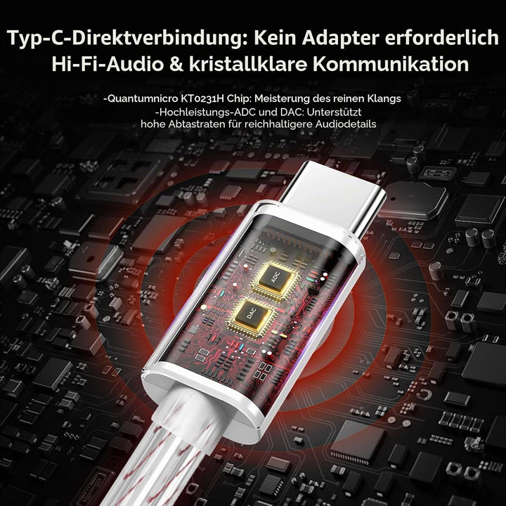 Yinyoo KBEAR BK1 USB-C Gaming-Ohrhörer mit Mikrofon, 10mm Dynamic Driver USB-C Kopfhörer für FPS-Spi