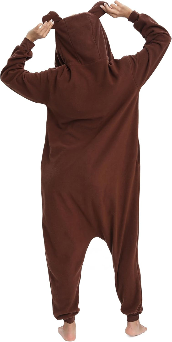 LABULA Onesie Tier Erwachsene Unisex Tieroutfit Cosplay Pyjamas Karneval kostüm S Braunbär, S Braunb