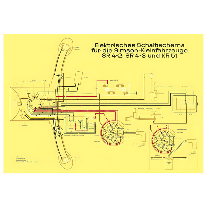 Schaltplan Farbposter (72x50cm) SR4-2, SR4-3, KR51 (beidseitig Glanzcello, schmutzabweisend)