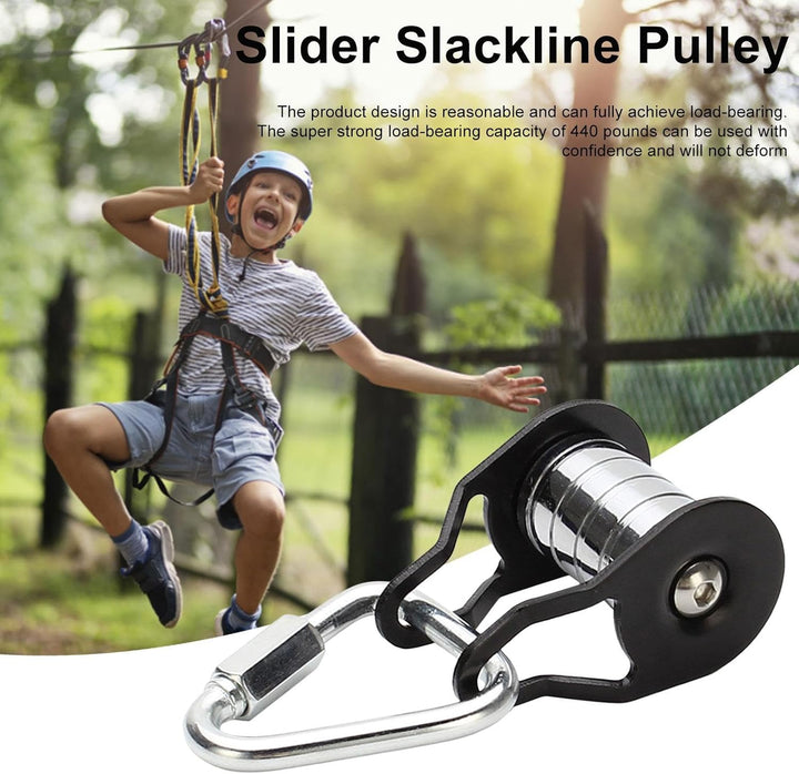 Seilrolle Slacklines, Seilrolle Mit Karabine Für Slider SlacklineMit 5 Umlenkrollen, Tragfähigkeit 2