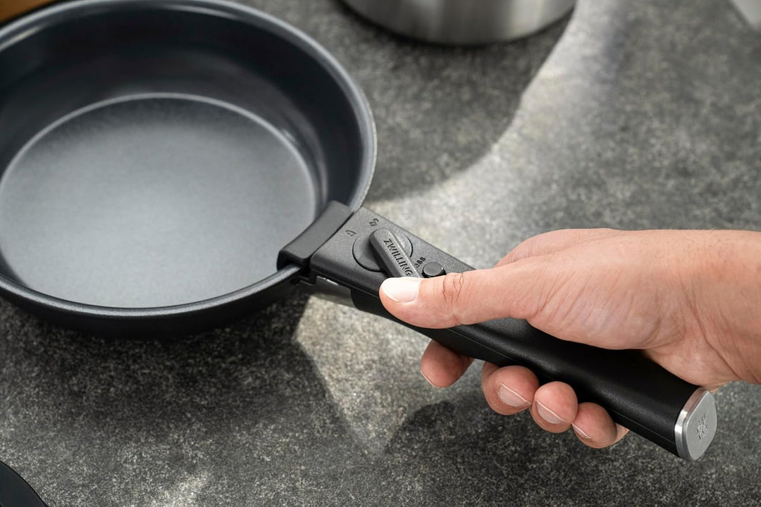 ZWILLING Unlock Bratpfannen-Set 3-tlg. (24, 28 cm + Griff) mit Keramikbeschichtung, Abnehmbarer Grif