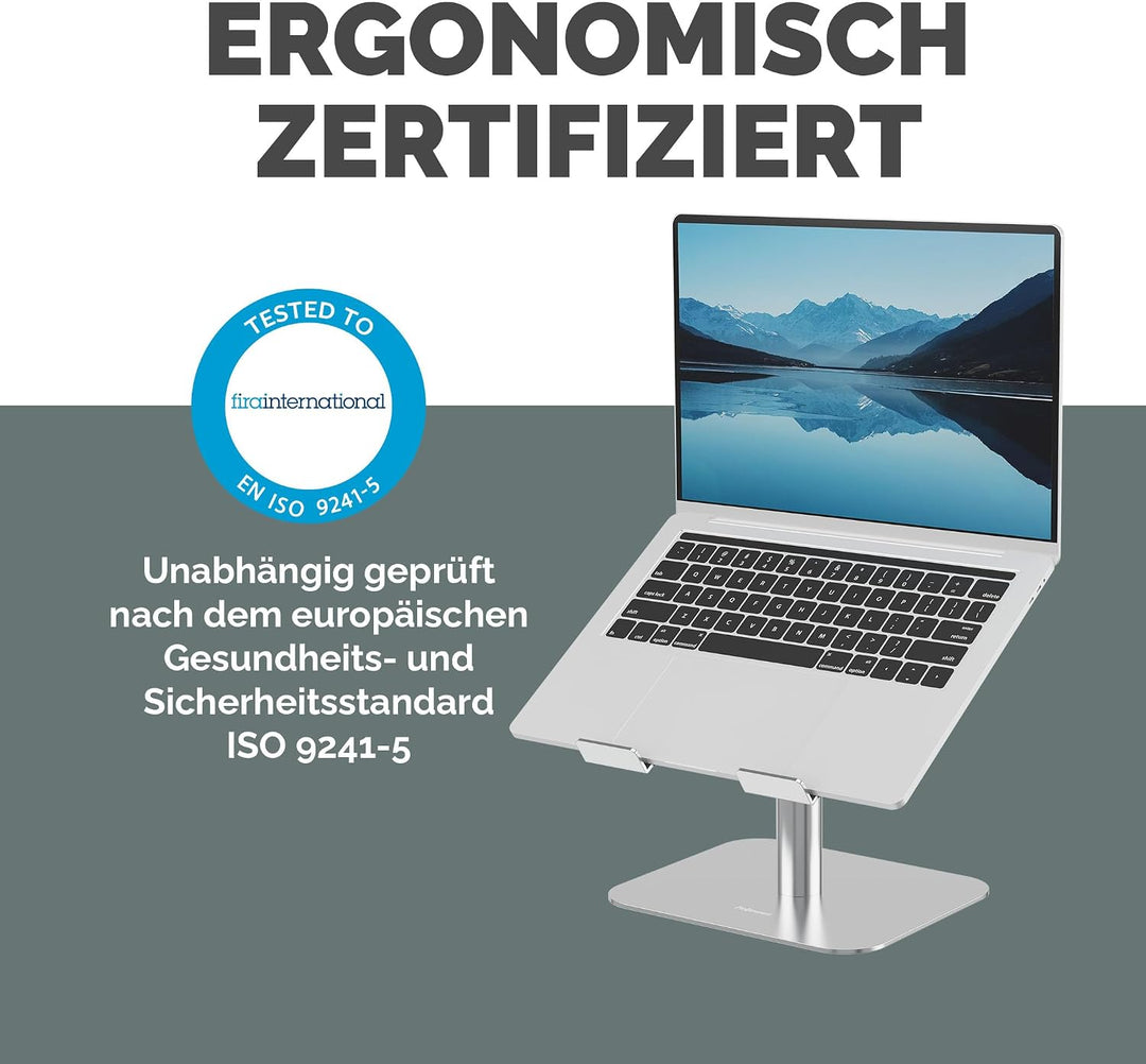 Fellowes Alumia™ Laptopständer – Ergonomisch, höhen- &amp; neigungsverstellbar – Aus recyceltem Aluminiu