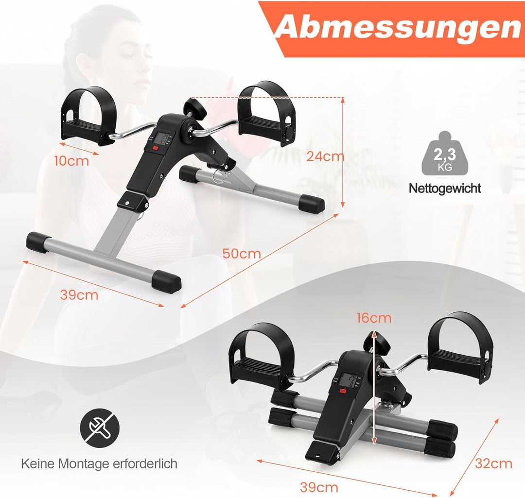 GOPLUS Pedaltrainer für Zuhause, Arm und Beintrainer für Senioren, Mini Bike Heimtrainer mit LCD-Dis