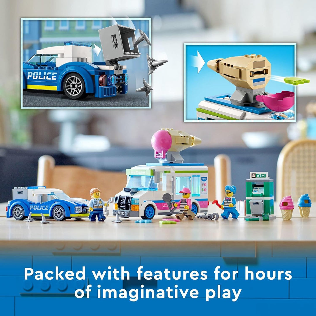 LEGO 60314 City Eiswagen-Verfolgungsjagd, Polizeiverfolgung Mit Eiskanone Und Abfangfahrzeug, Polize