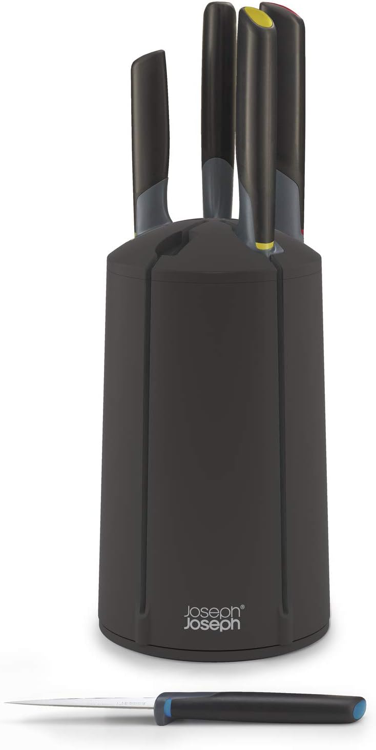 Joseph Joseph Elevate Messerblock, 5-teilig, drehbar, japanischer Edelstahl, Schwarz Mehrfarbig