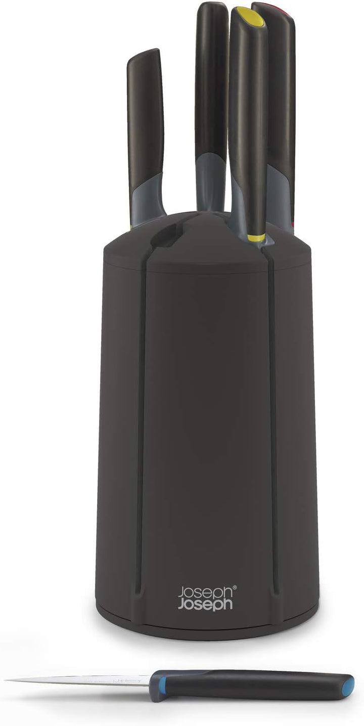 Joseph Joseph Elevate Messerblock, 5-teilig, drehbar, japanischer Edelstahl, Schwarz Mehrfarbig