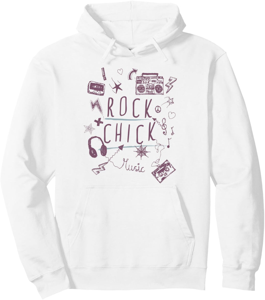 Rock Retro Doodle 80er Jahre Musik Rock & Roll Chicks Frauen Pullover Hoodie