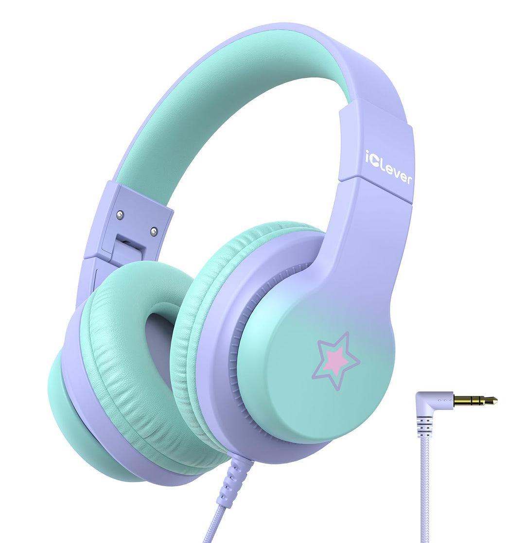 iClever Kinder Kopfhörer, Kinderkopfhörer mit Kabel 85dBA Sichere Lautstärke, HS19S Stereo-Sound Ove