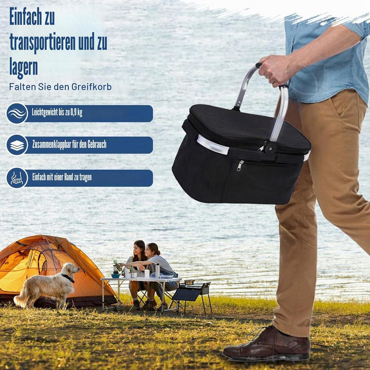 Einkaufskorb Faltbar 30L Wasserabweisender Tragekorb - Isolierte Kühltasche Lunchtasche mit Gepolste