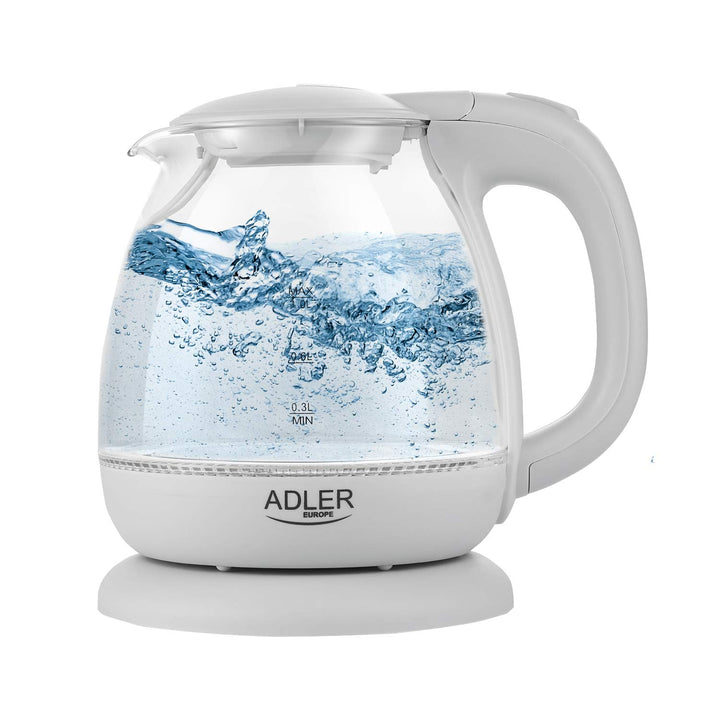 adler AD 1238 Elektrischer Wasserkocher aus Glas, klein, 1 l, 1100 W, LED-Beleuchtung, 1100 W, 1 Lit