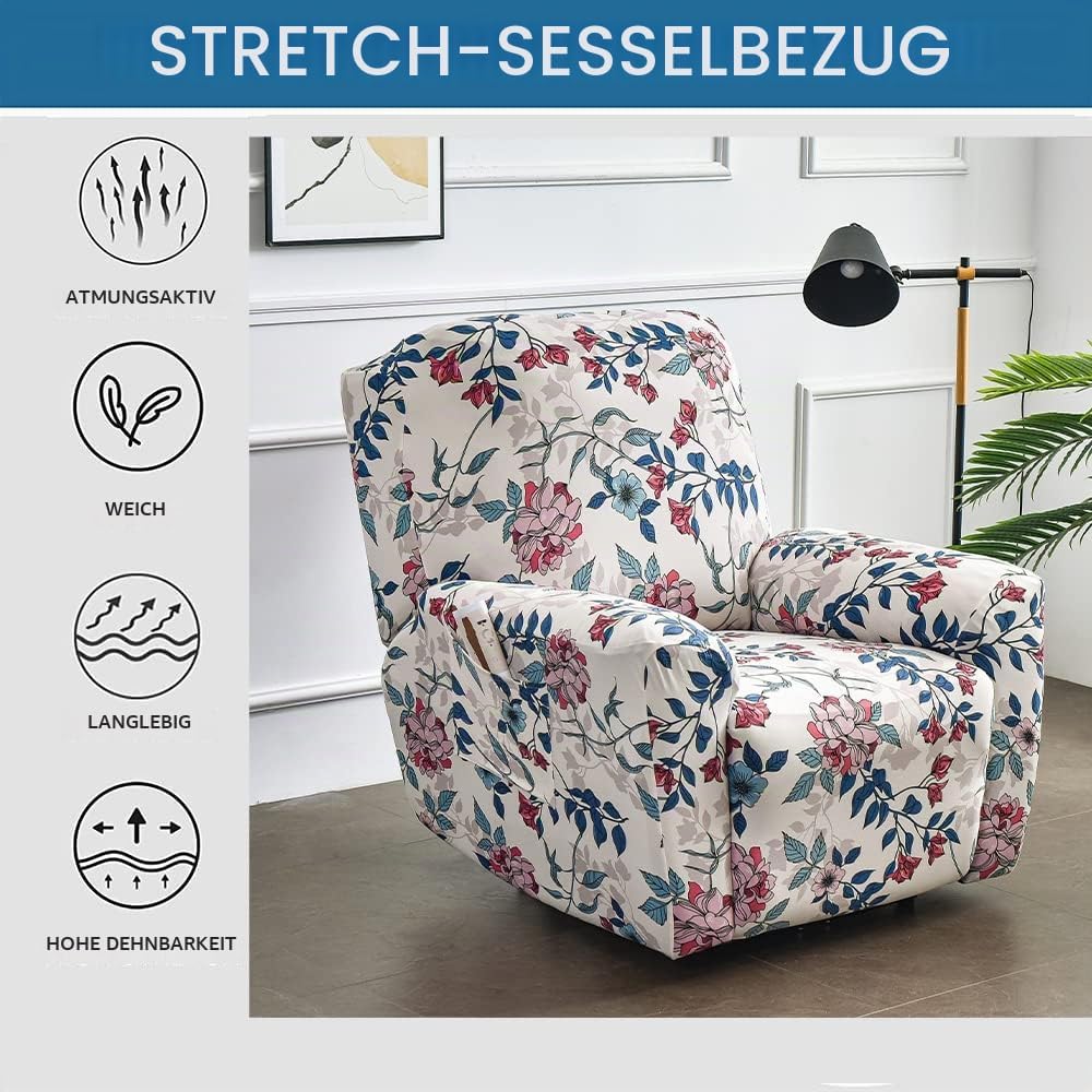 Meigeh Sessel überzug Liegebezüge Stretch Sesselschoner Relaxsessel Sesselbezüge 4 Stück Liegeschutz
