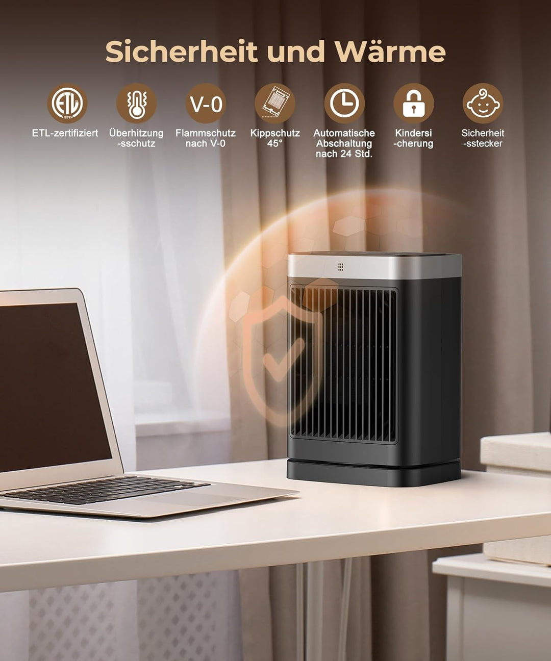Heizlüfter Energiesparend mit Fernbedienung, 2000W Heizung Elektrisch Klein, PTC Keramik Heizlüfter