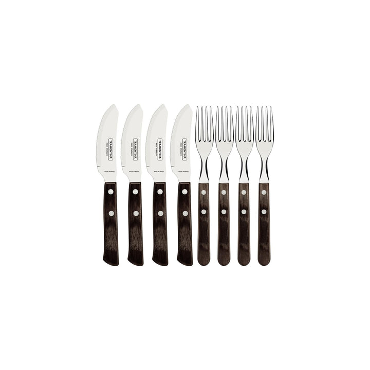 Tramontina PIZZA Besteck, 8-tlg Set, für 4 Personen, rostfreier Edelstahl, FSC-zertifizierte Holzgri