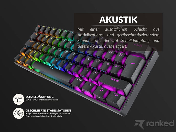 Ranked N60 Nova Mechanische 60 Prozent Tastatur | Hotswap Gaming Keyboard | 62 Programmierbare Taste