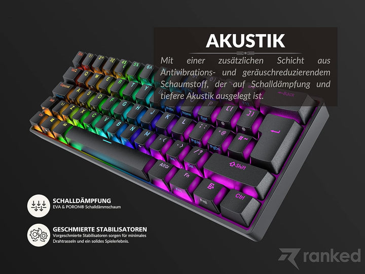 Ranked N60 Nova Mechanische 60 Prozent Tastatur | Hotswap Gaming Keyboard | 62 Programmierbare Taste