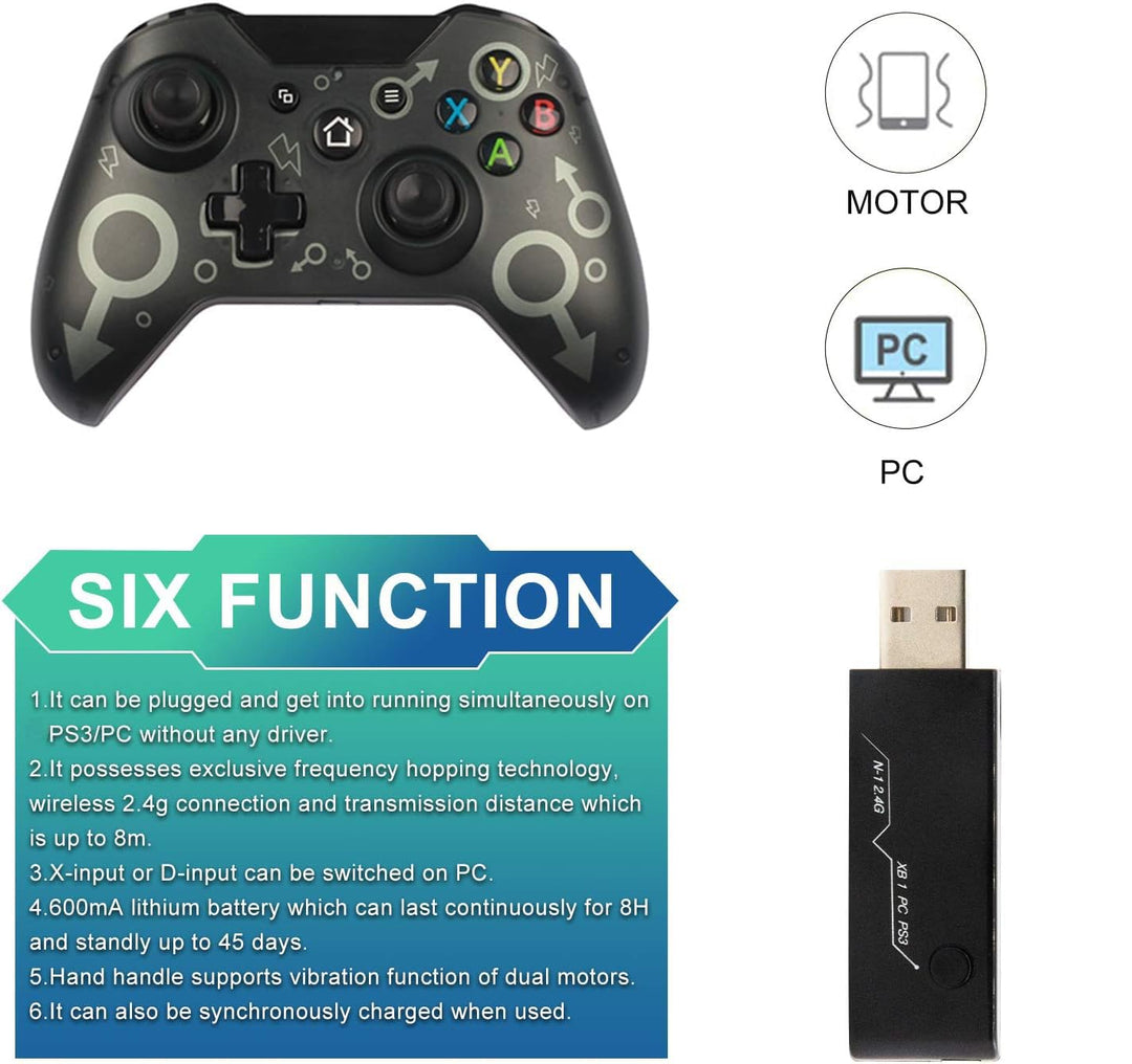 Wireless Controller für Xbox One,2,4 GHz Gaming Joystick Controller,Bluetooth Remote Gamepad für Xbo