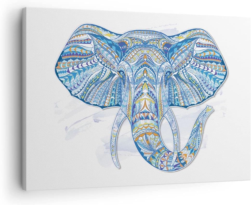 Bilder auf Leinwand Elefant Muster Tierwelt Afrika Leinwandbild 70x50cm Wandbilder Dekoration Wohnzi