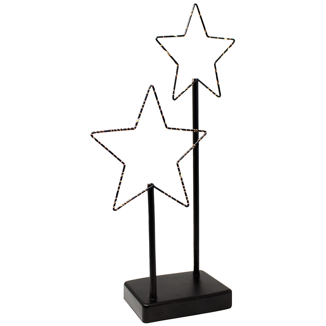 ToCi Deko-Aufsteller Stern mit LED-Beleuchtung | Metall-Leuchter mit 30 LEDs | 24 x 5 x 40 cm, 40 cm