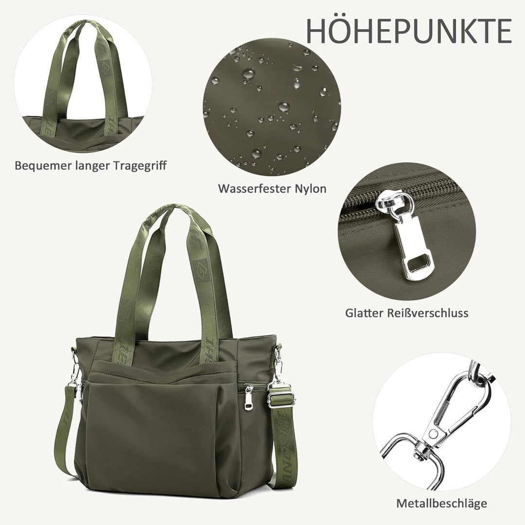 DIRRONA Mode Damen Umhängetasche Multi Pocket Multi Fach Crossbody Bag Gross Beiläufig Umhängetasche
