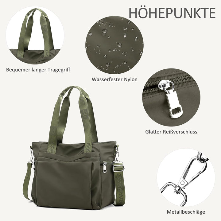 DIRRONA Mode Damen Umhängetasche Multi Pocket Multi Fach Crossbody Bag Gross Beiläufig Umhängetasche