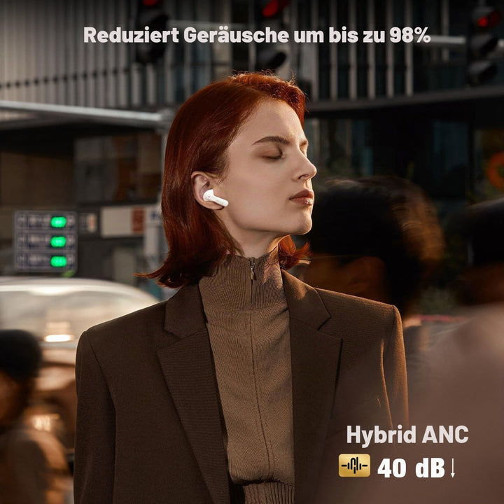 Bluetooth Kopfhörer in Ear, Kabellos Bluetooth Noise Cancelling Kopfhoerer mit 6 ENC Mic, Wireless E