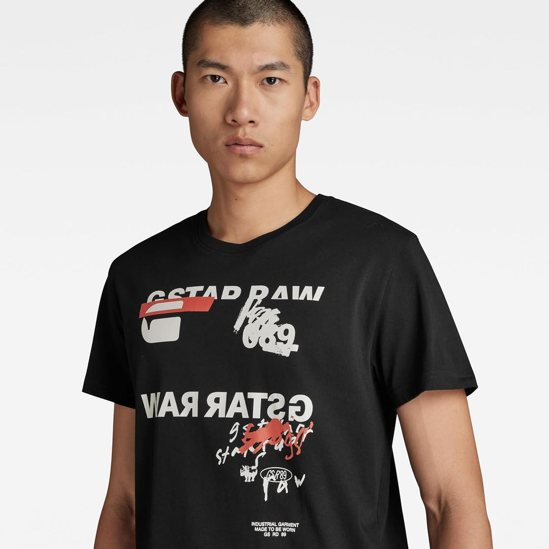 G-Star Herren Mirror Graphic T-Shirt XS Schwarz (Dk Black D24701-336-6484), XS Schwarz (Dk Black D24