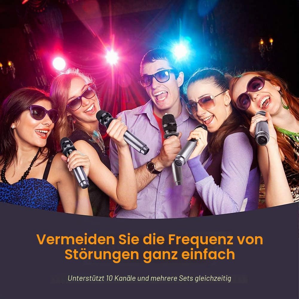 LEKATO Kabelloses Mikrofon, Mikrofone mit 30 Stunden Laufzeit für Karaoke,wiederaufladbar,Dual-Handm