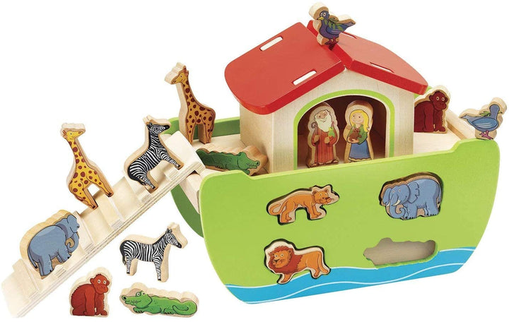 Eichhorn 100002084 - Steckspiel Arche Noah mit 16 Steckfiguren, abnehmbare Dach- und Rumpfteile, 14x
